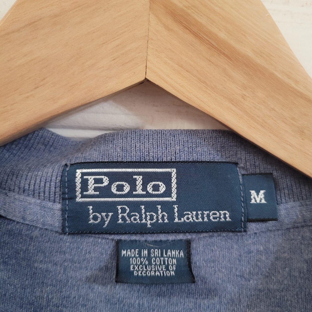 Vintage Polo Ralph Lauren Rugby Shirt Men's Medium Blue Collared Button - Picture 4 of 4